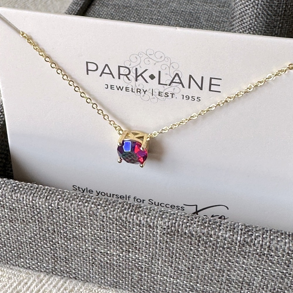 Winterberry Impression Necklace - Red AB Crystal Solitaire - Park Lane Jewelry - Picture 5 of 11